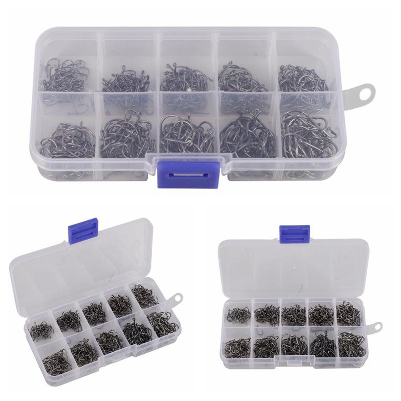 Circle Fishing Hooks Fishhook With Box Bait Holder Accessories Carbon Steel