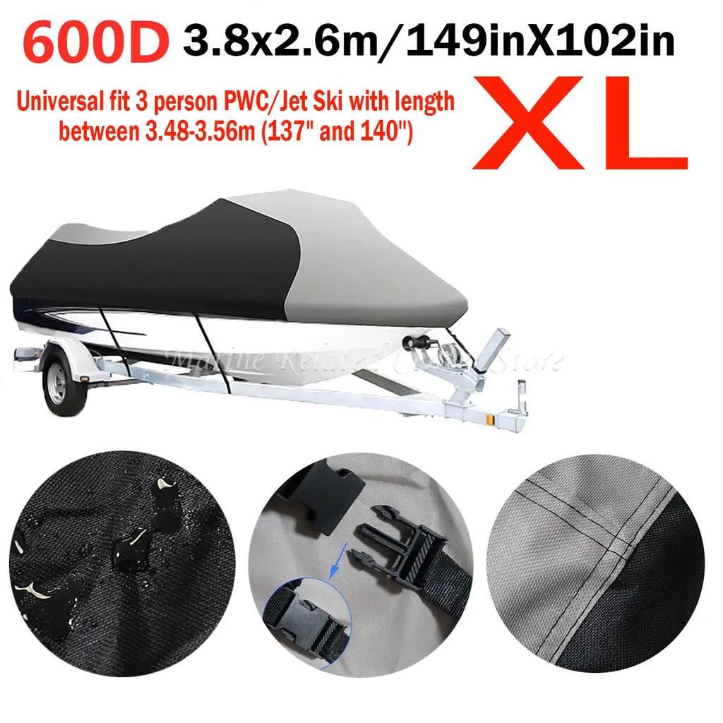 600D Waterproof Motor Boat Cover L/XL For Yamaha WaveRunner EXR VX Cruiser For Sea Doo GTI Motorboat Jet Ski Trailerable Cover