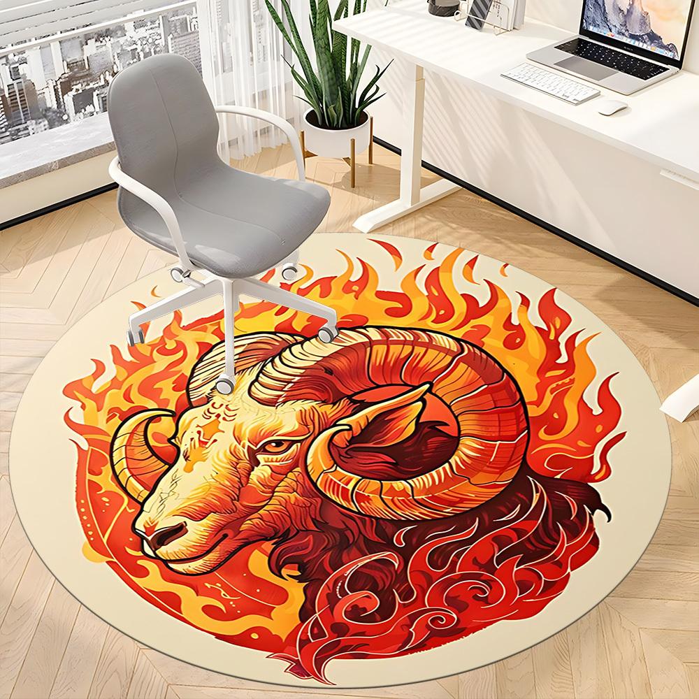 1 шт. Круглый ковер Ram Flames для офиса, Коврик подходит для офиса, Под офисные стулья, Спальни, Гостиной, Домашнего декора, Декора комнаты