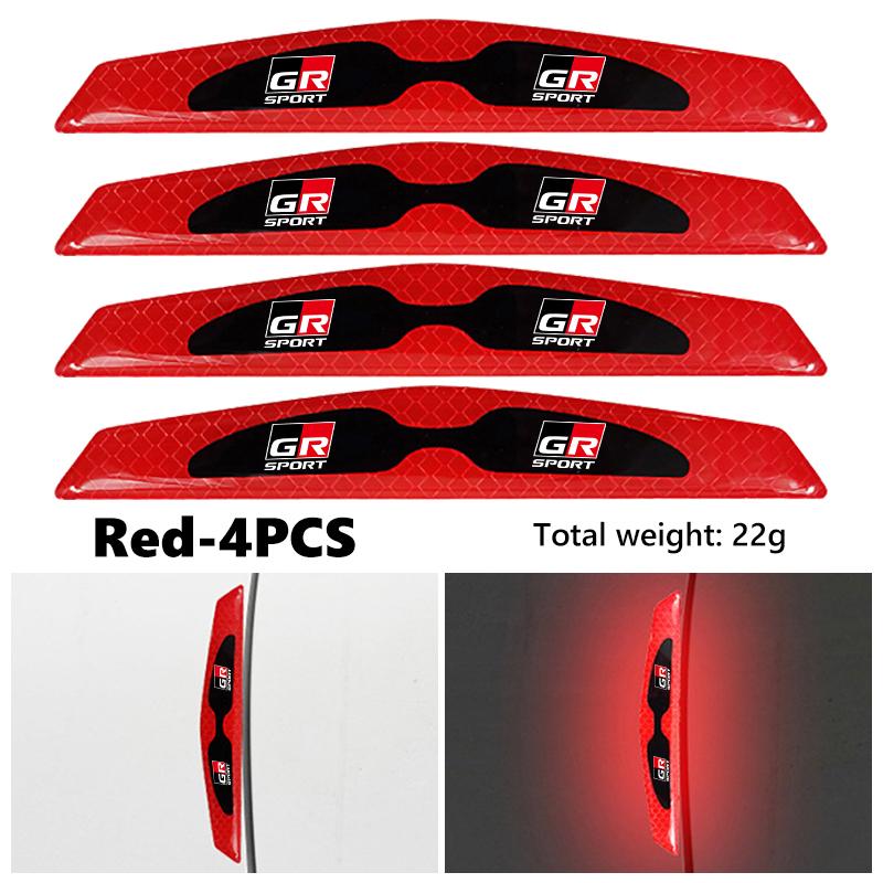 MZD1  4pcs Reflective Car Door Edge Protector Sticker Anti Collision Anti-scratch Strip For Toyota chr Corolla Camry rav4 Yaris GR