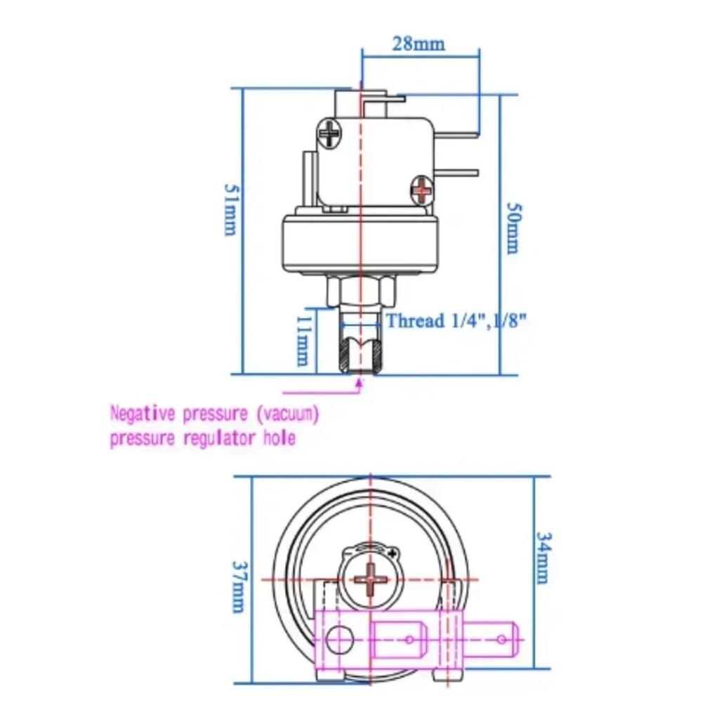 G1/4 G1/8 Vacuum Pressure Switch -90- -10kpa Adjustable Pneumatic Negative Pressure Switch Vacuum Pump Pressure Control Switch (G1-4 -90kpa)