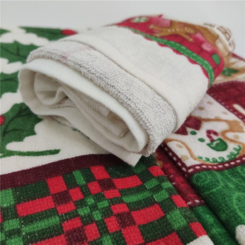 1 шт. Рождественская серия Печатное хлопковое кухонное полотенце Кухонное полотенце Инструмент для уборки Декор для рождественской вечеринки Подарок