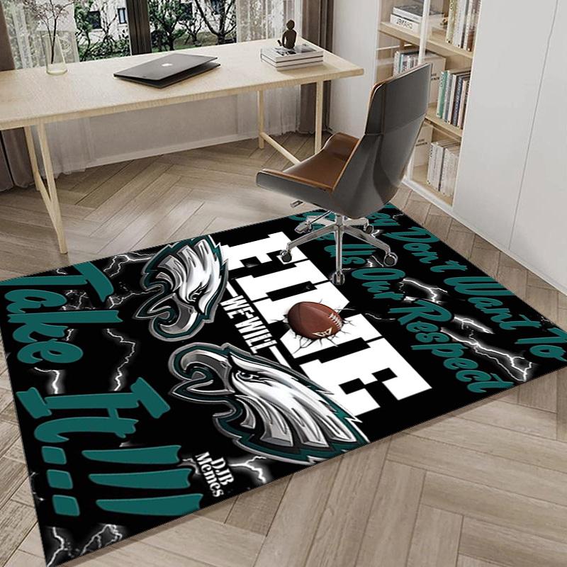 Коврик для пола Philadelphia Eagles Ночная игра для офиса, Коврик под стул, Декоративный ковер Коврик для гостиной, Большой размер Подарки для фанатов Рождественские подарки