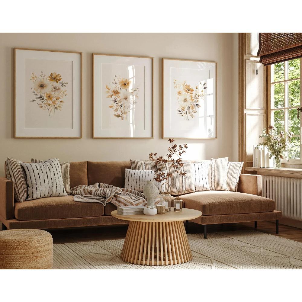 Set of 3 Neutral Watercolor Wildflower Prints / Boho Minimalist Wall Decor / Printable Botanical Wall Art /Branch Prints poster