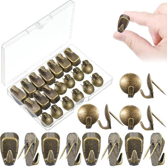 Cubicle Hooks Fabric Panel Wall Hooks, 20 Pieces Metal Push Pin Picture Hanging Hooks for 40 Lbs/20 Lbs, Cubicle Coat Hook for Office Home Cork Board