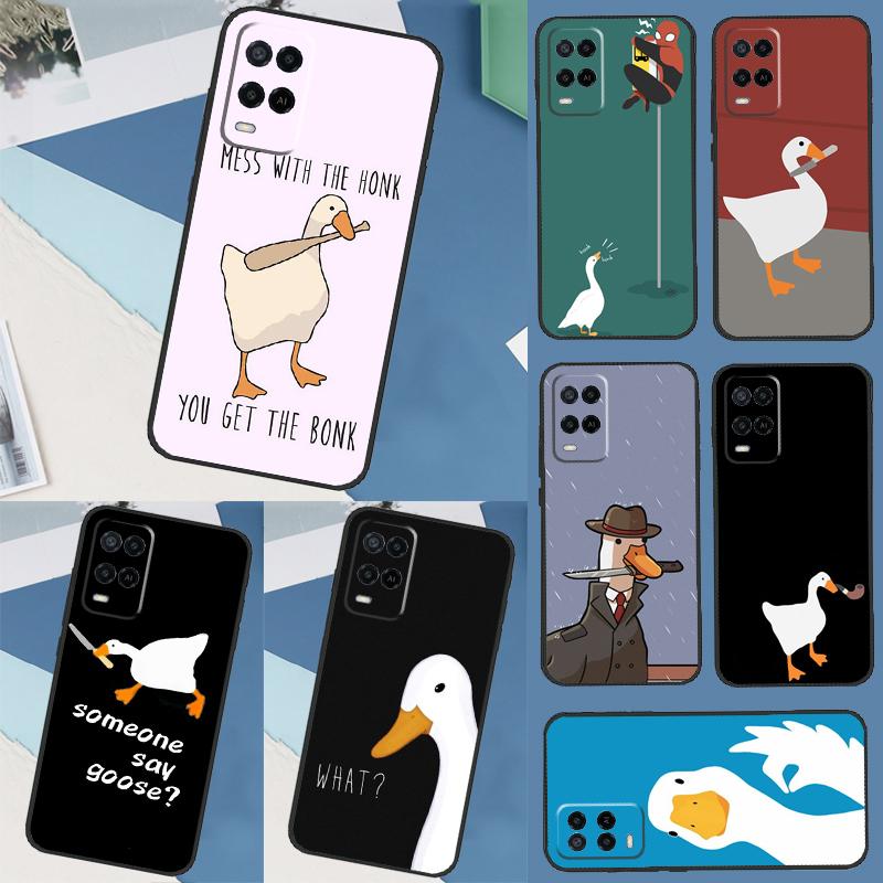Cartoon Cute Goose Case For OPPO A57s A17 A16 A15 A54 A74 A76 A96 A52 A72 A5 A9 A31 A53 A77 A91 A93 A54s Cover
