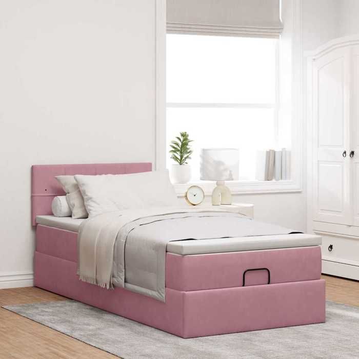 Maison Exclusive - Cadre de lit ottoman avec matelas rose 90x200 cm velours