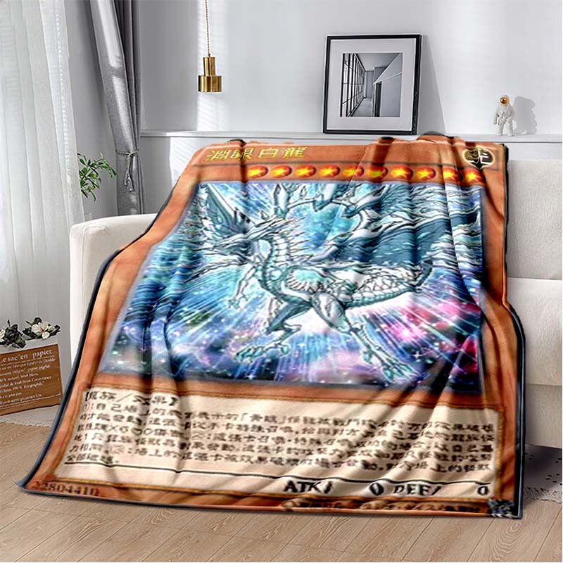 Yu‑Gi‑Oh Anime Card Print Flannel Blanket Cozy Warm Throw Bedroom Sofa Birthday Present Indoor Home Holiday Lounge Art Decor