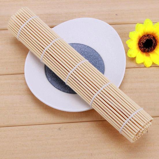 Бамбуковый коврик для суши с ложкой для риса, натуральный коврик для суши, безопасные для пищевых продуктов принадлежности для приготовления суши, формовки и формовки суши-роллов