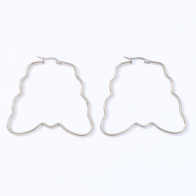 Серьги-кольца из нержавеющей стали с геометрической пятиконечной звездой золотистого оттенка