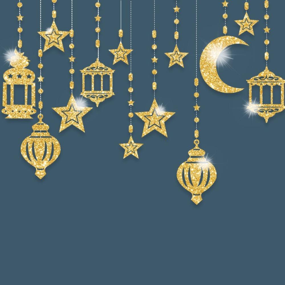 Золотые Серебряные Баннеры Ид Мубарак Блестящая Бумага Гирлянда-Флажки Звезда Луна Фонарь DIY Бумажная Подвеска на Потолок Повесить Гирлянду Исламская Вечеринка