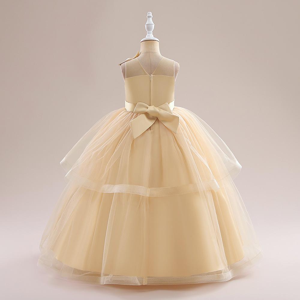 Винтажное тюлевое белое свадебное платье для девочек, элегантное детское праздничное платье принцессы с бантом для подружек невесты для девочек, костюмы на день рождения без рукавов