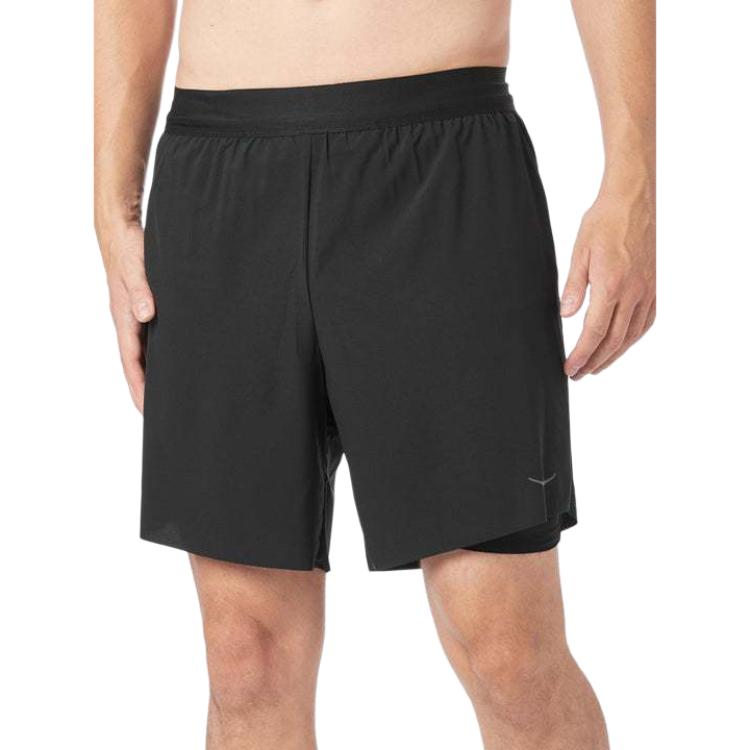 HOKA One One Однотонные уличные шорты средней посадки с эластичной талией, повседневные шорты для мужчин, черные 1151080-BLK