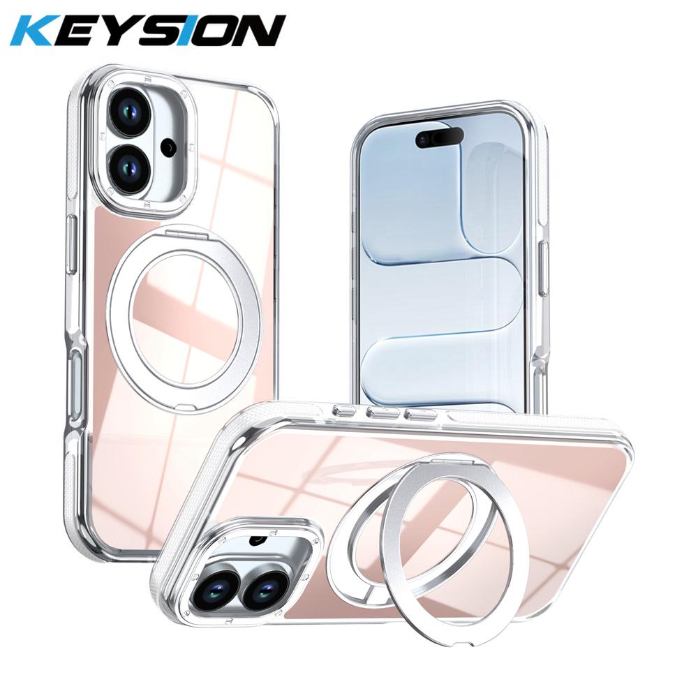 KEYSION Магнитный чехол для телефона с кольцом-подставкой, вращающимся на 360°, для MagSafe, для iPhone 17 Pro Max 17 Air, лазерный градиент, противоударная задняя крышка
