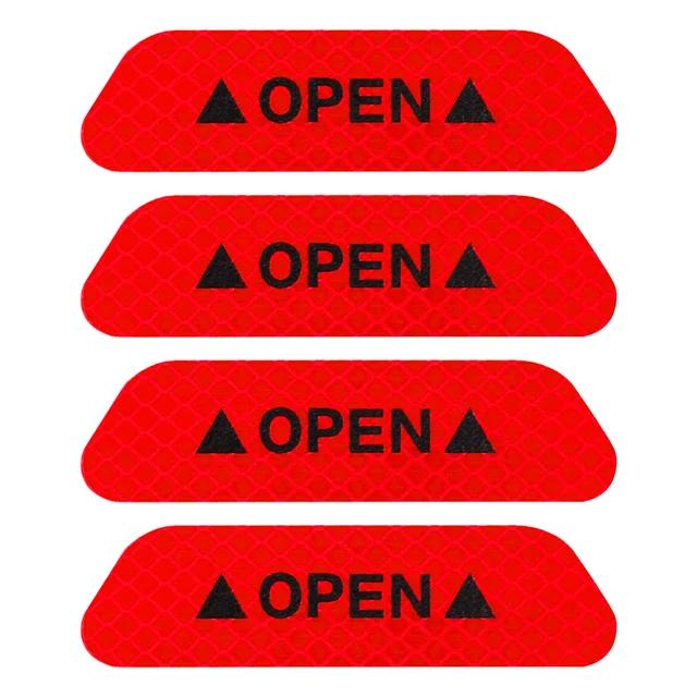 4PCS Reflective Car Door Sticker Safety Opening Warning Reflector Tape Decal Car Accessories Exterior Interior Reflector Sticker