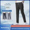 2024 Мужские корейские облегающие дышащие повседневные брюки из ледяного шелка - модные летние брюки с эластичной резинкой на талии