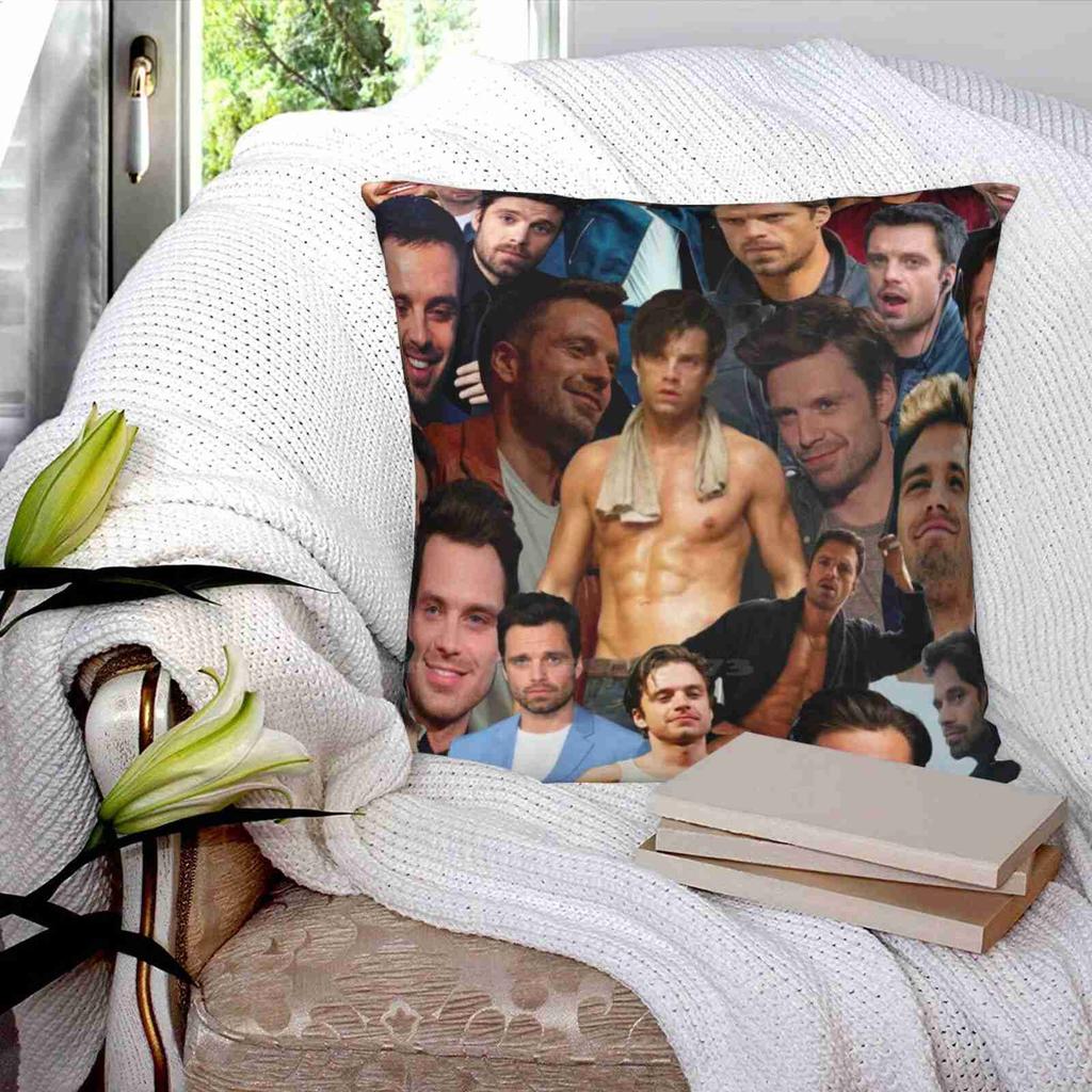 Sebastian Stan Photo Collage Pillow Cover Hug Pillowcase Photo Collage Sebastian Stan