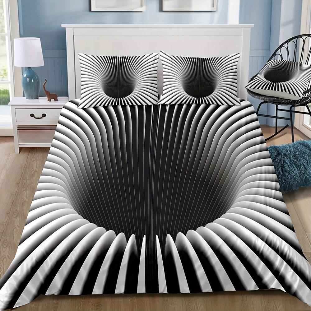 Комплект постельного белья Black Hole 3D с психоделическим геометрическим узором и цифровой печатью, комплект из трех предметов