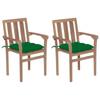 Day and Night - Day and Night Garden Chairs 2 Units Teak Wood with Green Cushions