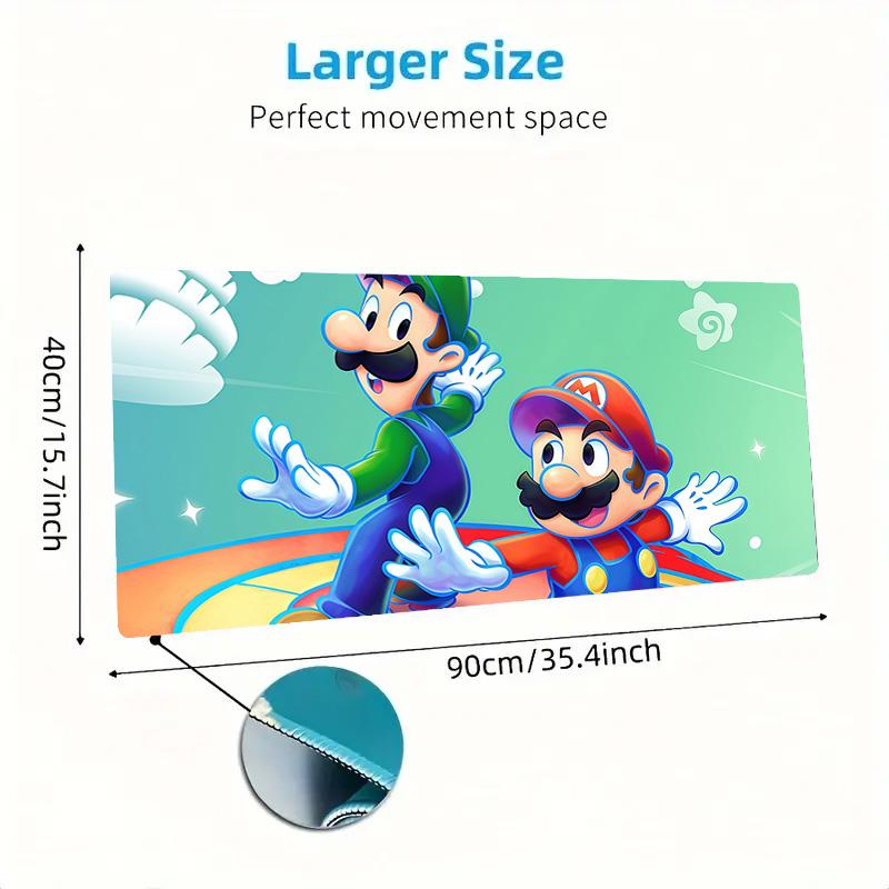 Mario & Luigi Duo Print  Cushion Non-slip Laptop Tablet Big Mousepad XXL Mat Mini PC Playmat With Lock edge