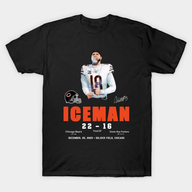 Asian Size Men Black Print T-shirt Ice Man Caleb Williams Signature Dec 2025 No-Cut Heat Transfer Print Cotton Tshirt