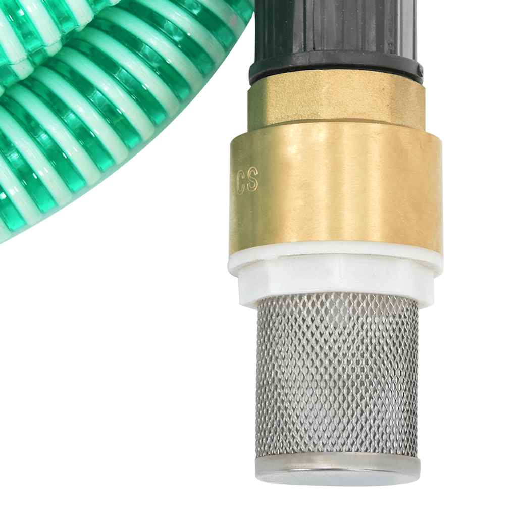 vidaXL Saugschlauch mit Messing-Anschlüssen Grün 1,1" 15 m PVC