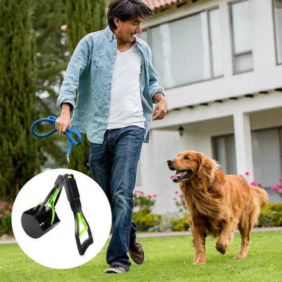 24-дюймовый складной совок для сбора отходов домашних животных для собак и кошек, высокопрочный захват для собачьих какашек с длинной ручкой для дворовой травы и гравия