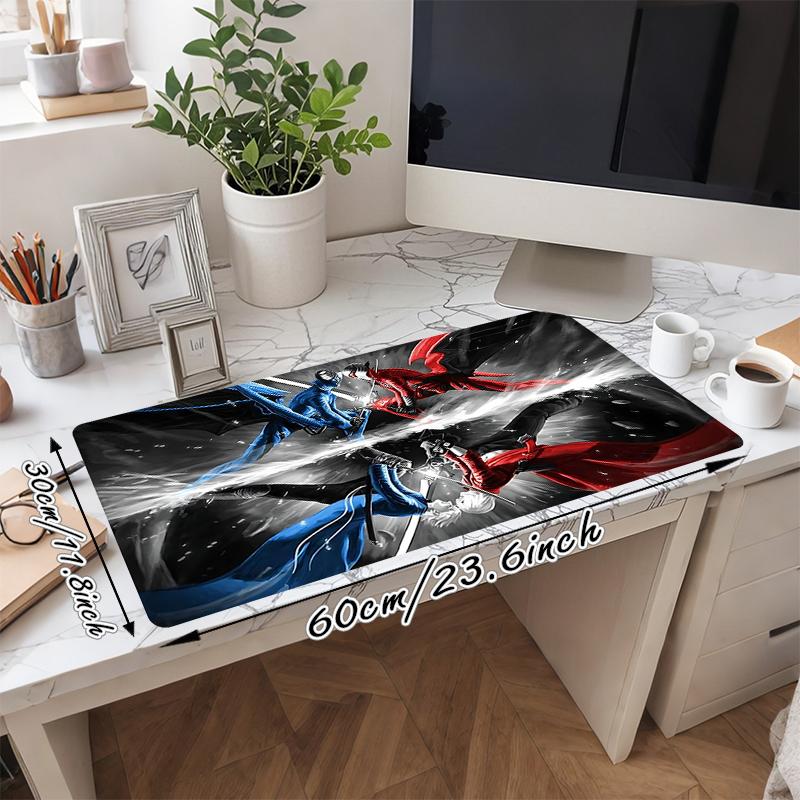 1Pc Superhero Battle Vs Blue Gaming Mouse Pad Keyboard Desk Mat Non-slip Rubber Lock Edge Waterproof Computer Mousepad for Office Home Decor S1365
