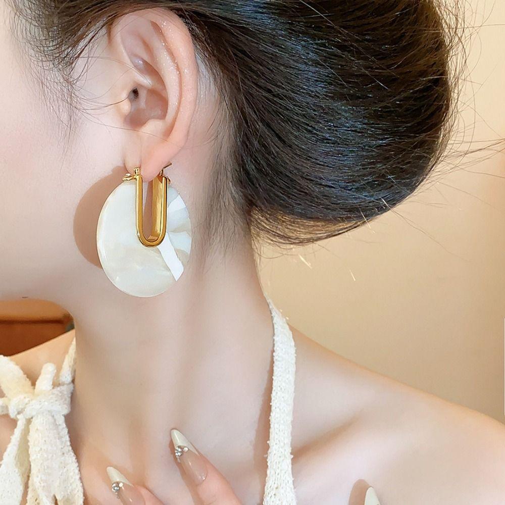 Vintage Leopard Print Earrings Acetic Acid C-shaped Earring Acetate Hoop Earrings Girls