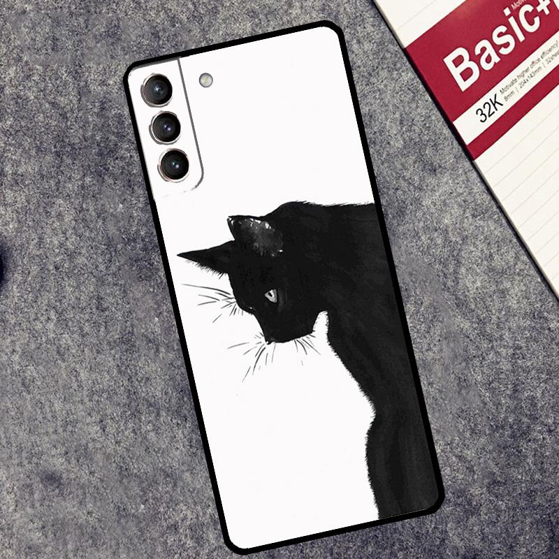 Черный Кошачий Лицо Котенка Чехол Для Samsung Galaxy S25 S26 Ultra S20 S21 S22 S23 S10 Plus S25 FE S24 Ultra Чехол