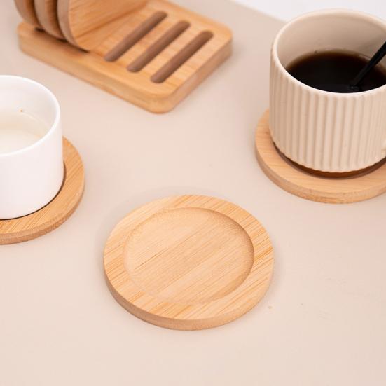 Bamboo Coasters Anti-Slip Heat Resistant Cup Mat Eco-Friendly Tea Coffee Pad Placemats for Home Kitchen Restaurant Bar Office