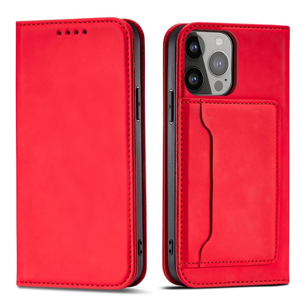Magnet Card Case Etui Obudowa Futerał Z Klapką Do Iphone 14 Promax Czerwone