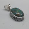 Oval Cab Green Copper Turquoise 925 Sterling Silver Pendant, Designer Turquoise Pendant