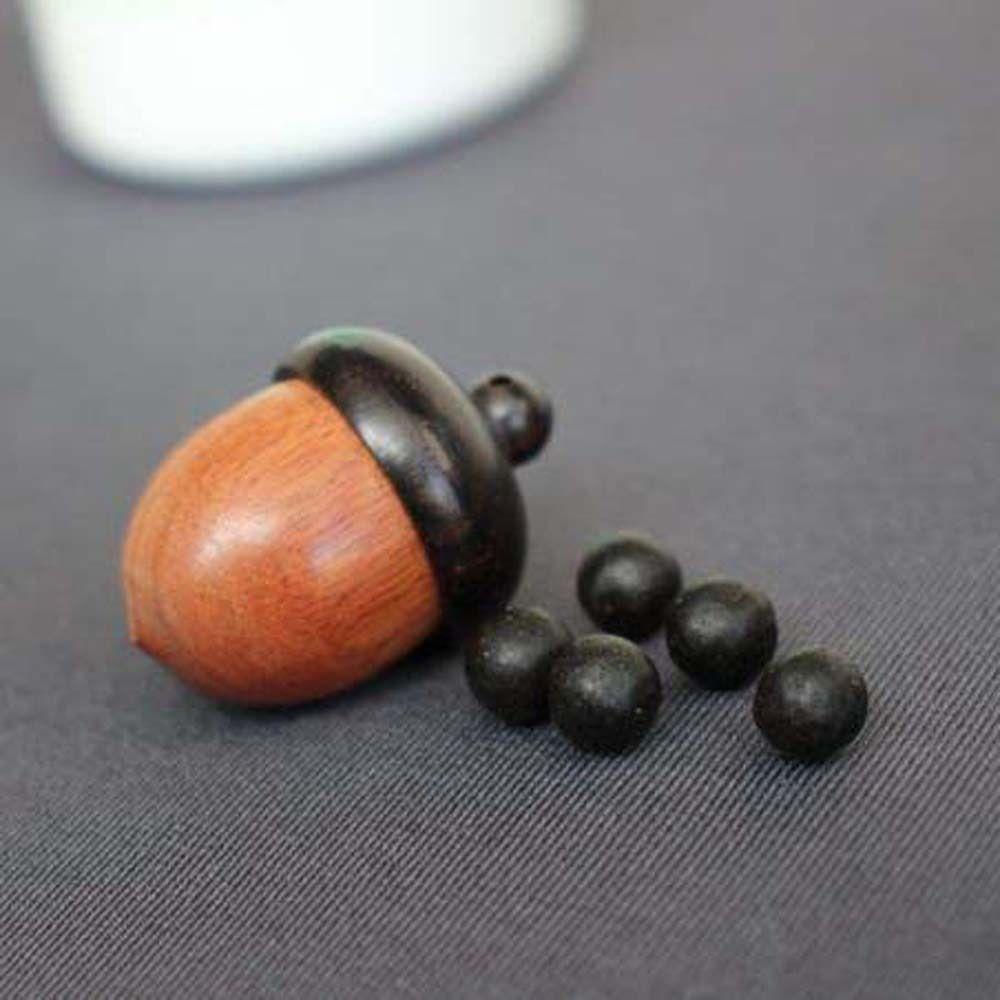Sandalwood Acorn Shape Wooden Pill Box Granule Storage Box Capsules Organizer Travel Pill Case