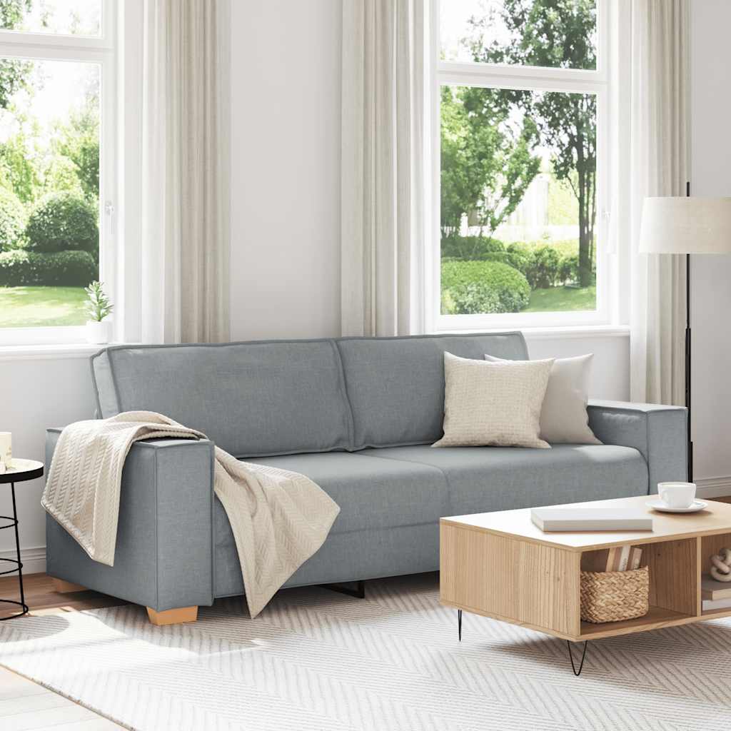 3 Seater Sofa Light Grey 180 cm Fabric