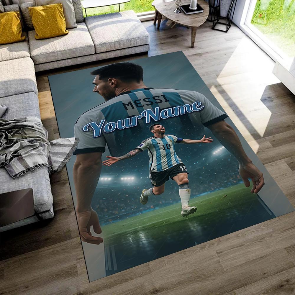 Messi Customize Text Floor Mat Design for Outdoor Dining Room Hallway Entryway Anti-slip Rug Decorate Offices Perfect Gift for Friends & Family