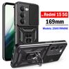 Слайд-крышка камеры для Redmi 15 5G (169 мм) Чехол Броня Держатель-кольцо Подставка Защита Чехол для телефона Capa Funda