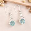 Natural Sky Blue Topaz Gemstone 925 Solid Silver Jewelry Ear Wire Earring 1.68" CE-15-7