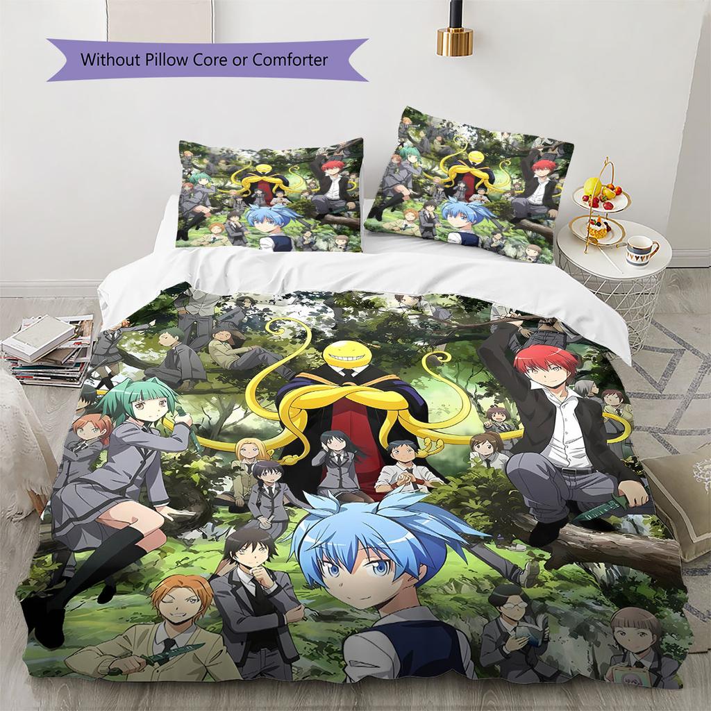 Alien Teacher Pattern Bedding Quilt Set Quilt Cover Pillowcase Home Decoration Birthday Gift (1 * duvet cover + 2 * pillowcase, without core)