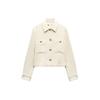 Lapel Single-Breasted Casual Long Sleeve Jacket Women Jackets Faded-White 2517109-251