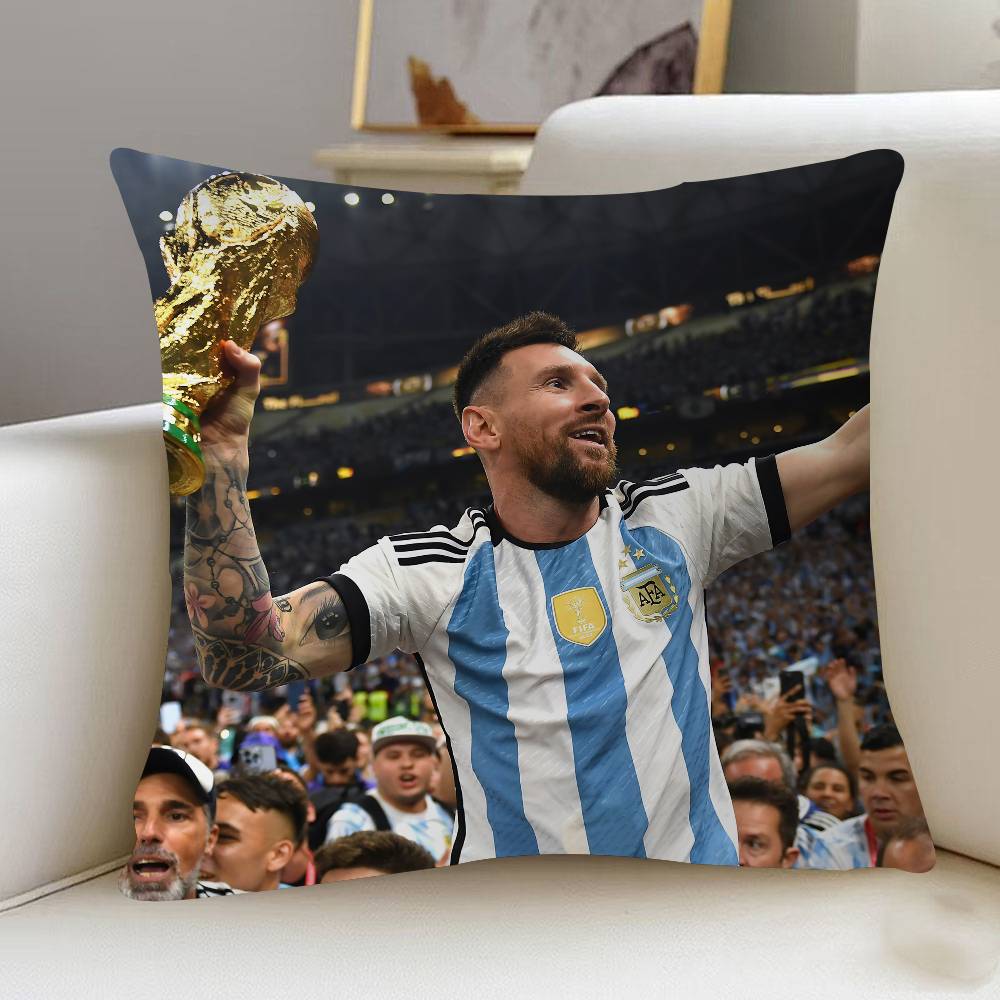 Футбольная наволочка М-Месси, чехол для подушки на диван, украшение для дома, подарок для детей