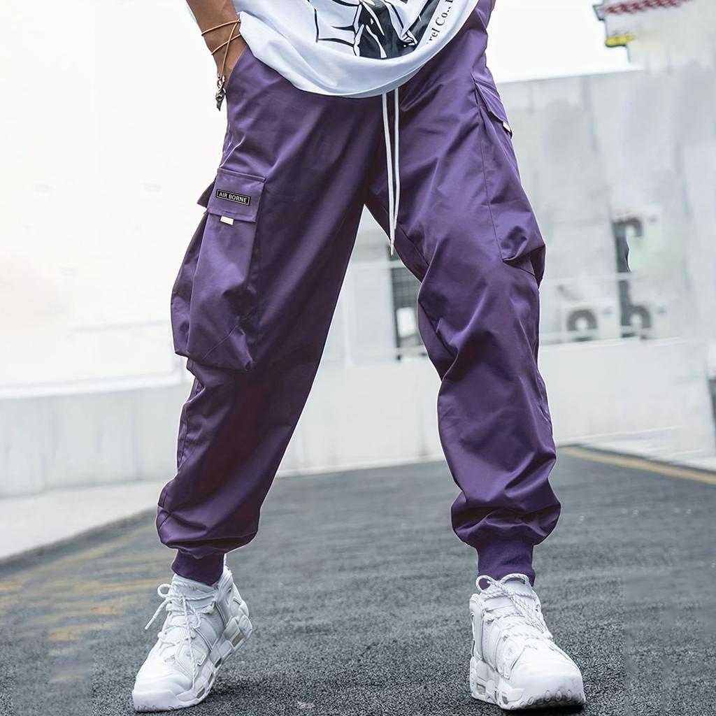 Мужские джоггеры на весну и осень, повседневные свободные брюки-карго с несколькими карманами и завязками на открытом воздухе