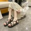 2025 Summer New Roman Sandals Women's Platform Versatile Fashion Fairy Wind Soft Sole Student Non-slip Beach Shoes