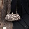 2025 Personalized Fashion Leopard Print Small Bag Women's Dinner Bag Clip Box Bag Mouth Gold Bag Banquet Chain Messenger Bag