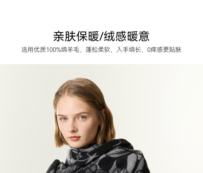 ELLE 100% Sheepskin Gift Box Women's Outdoor Warm and Fashionable Jacquard Scarf Shawl
