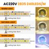 5M 10M 20M LED Adhesive Tape Light 110V 220V EU US Plug 2Pin Wire Bright Flex Strip 2835 240LEDs/m Home Decor Warm Natural White