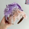 Korean High Crown Retro Hair Hoop – Wide Lace Pearl Flower Headband, Perfect for Party, Daily & Photoshoot
