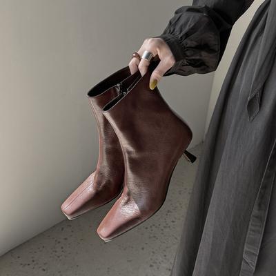 Женские универсальные ретро ботильоны на тонком каблуке, ботинки челси на квадратном каблуке, ботильоны на высоком каблуке, новинка осени и зимы 2025 года, ботинки корейской версии
