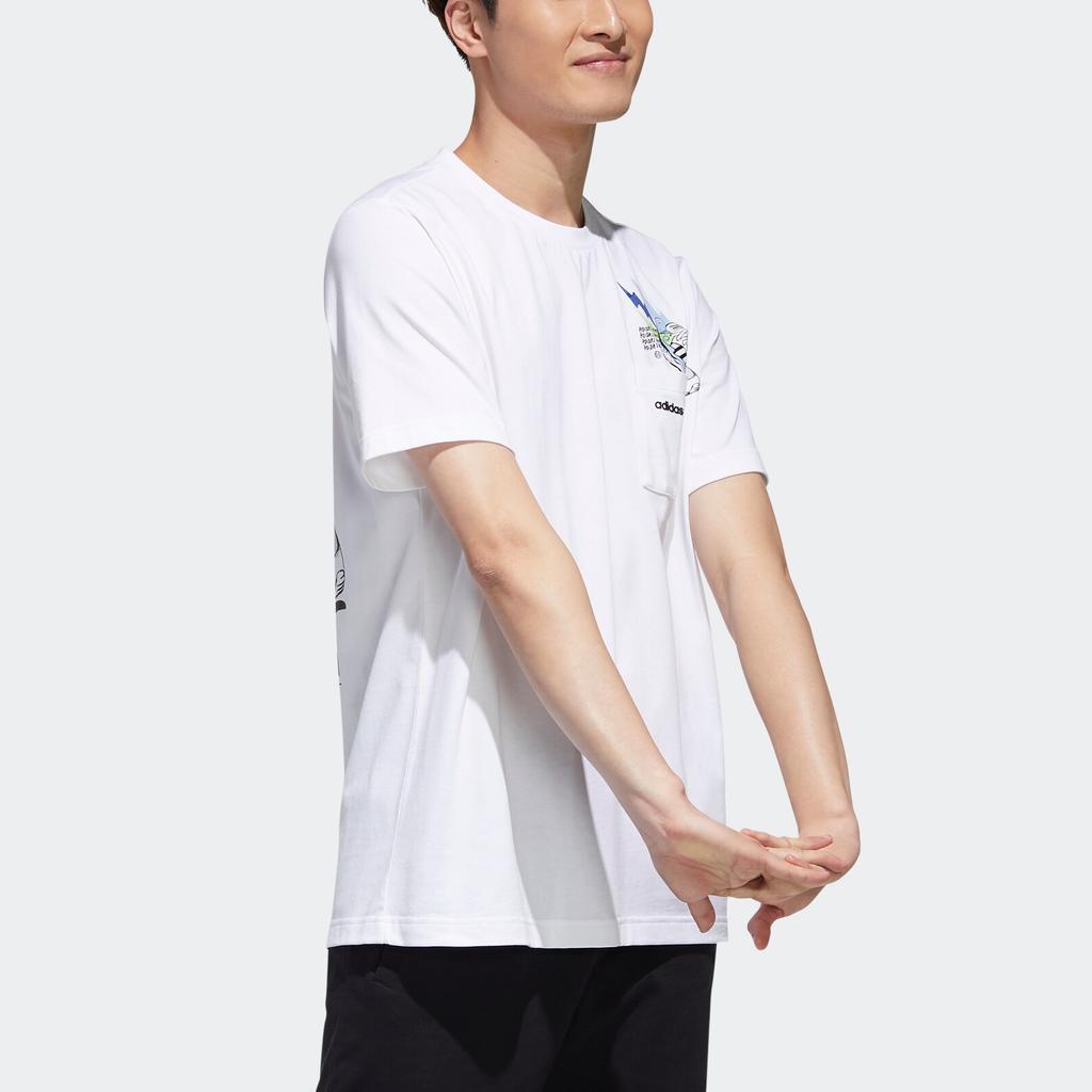adidas Футболка Neo Hand-Drawed Pattern Letter Print Sports Casual Short Sleeve T Shirt Men T Shirts White GJ8887