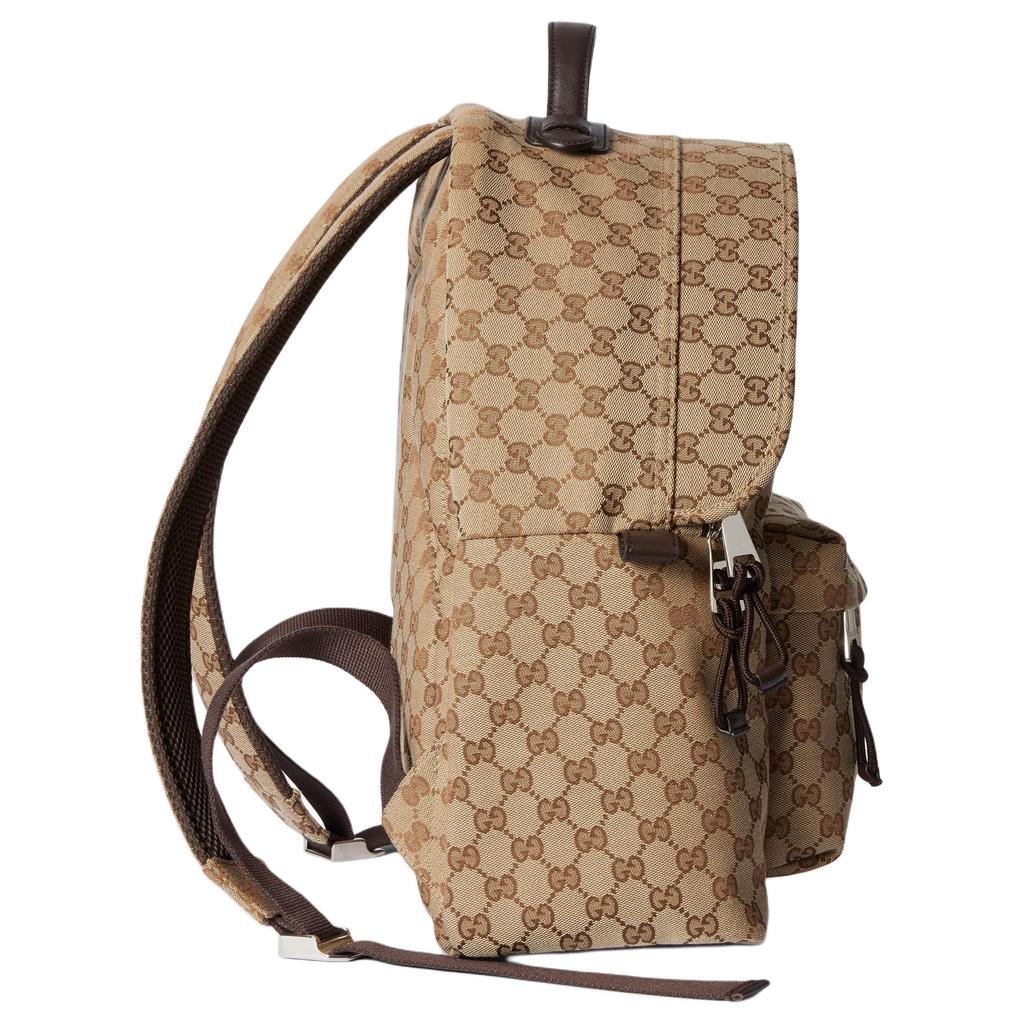 Gucci Logo Zip Closure Canvas Backpack Medium Men backpack Beige Ebony 824624-FAEHZ-9795